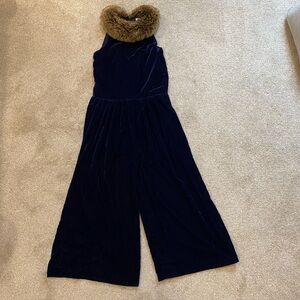 GUC Girls’ Janie & Jack Navy Velvet Jumpsuit, sz 12